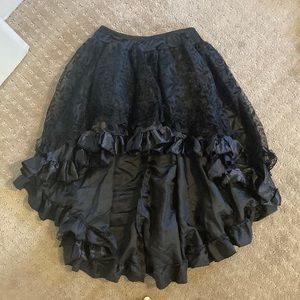 High-low black ruffle skirt- pirate skirt